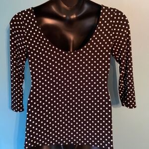Guess black with white polka dot ballet style top